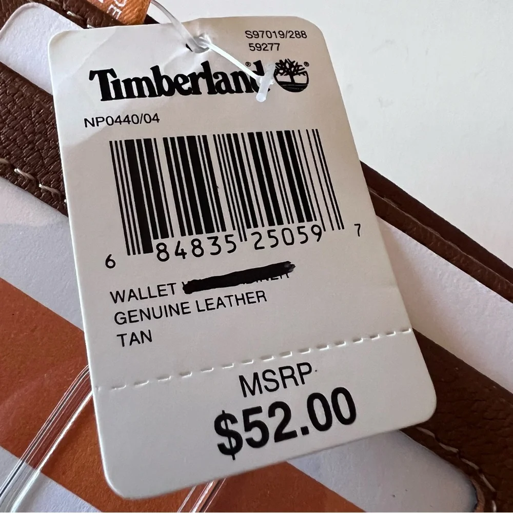 TIMBERLAND MENS LEATHER BIFOLD WALLET TAN NWT